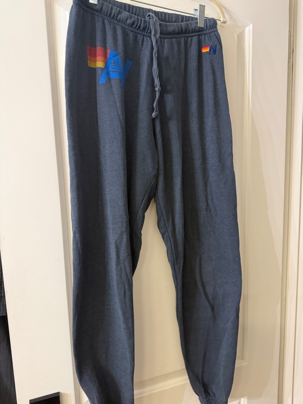 Aviator Nation Navy Joggers with Rainbow Logo